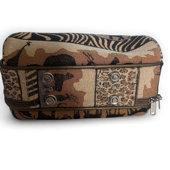 Bon Voyage Paris Safari Print Travel Vanity Case Bag Carry-On Organizer - Picture 7 of 10
